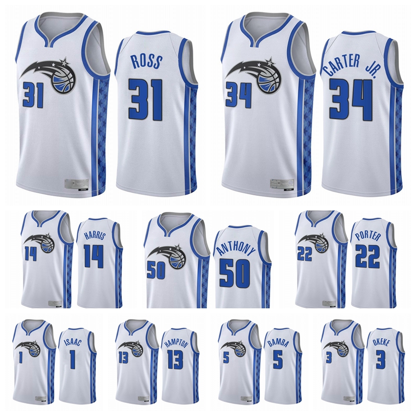 

Jonathan Isaac Cole Anthony Wendell Carter Jr. Terrence Ross Markelle Fultz Orlando Magic Men 2020-21 Earned Edition White #1 Basket, Black;red