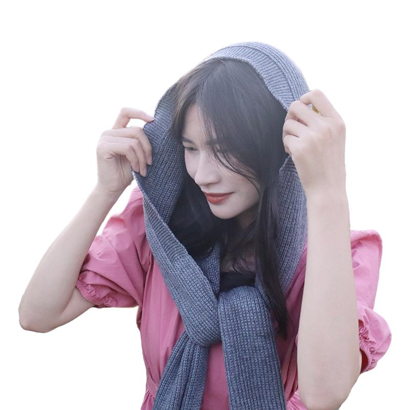 

Scarves Sparsil Cashmere 3 In 1 Hooded Hat Scarf Women Winter Long Neckerchief Warm Head Knit Pullover Neckwarmer Wrap Shawl