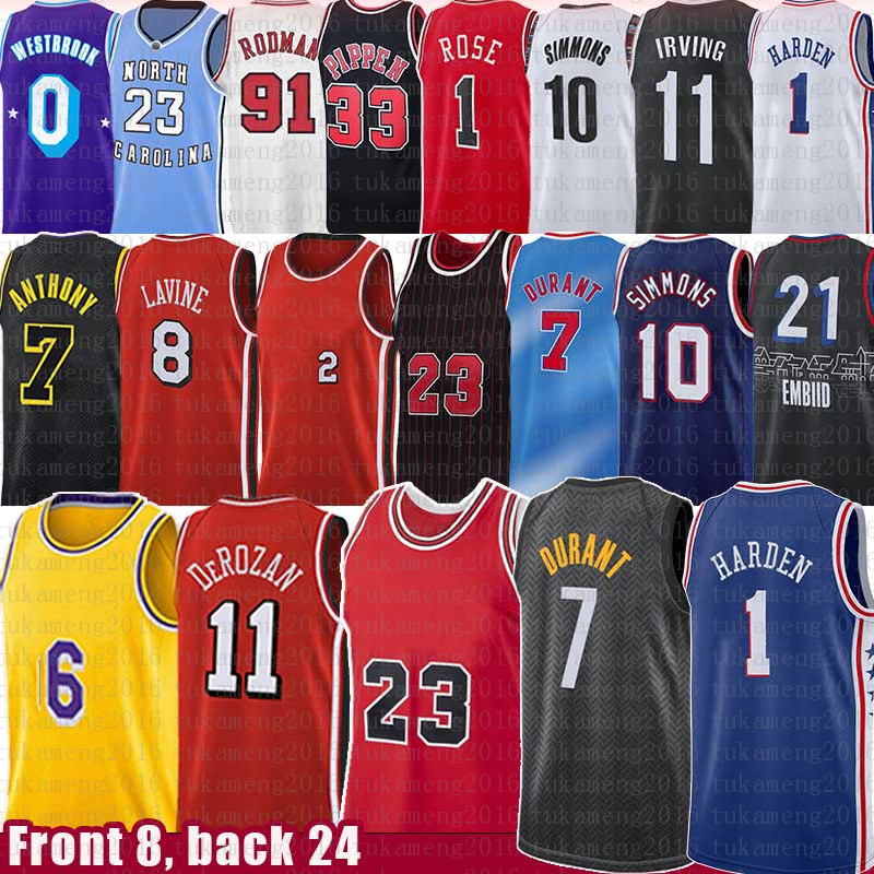 

Kevin Durant Ben Simmons Zach LaVine 1 James Harden Basketball Jersey 23 7 Lonzo Ball Kyrie Irving Carmelo Anthony Russell Westbrook Demar DeRozan Joel Embiid Pippen