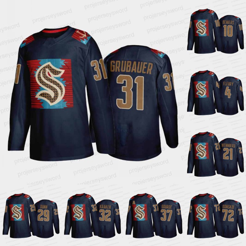 

Seattle Kraken 2021-22 Indigenous Peoples Jersey Joey Daccord Philipp Grubauer Vince Dunn Carson Soucy Jamie Oleksiak Alexander Wennberg Jaden Schwartz, 35 joey daccord
