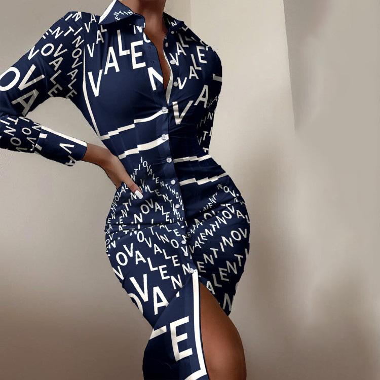

Casual Dresses Spring Autumn Fashion Maxi Dress Women' Printed Long Sleeve Body-con Female High Waist Robe WD030, 12