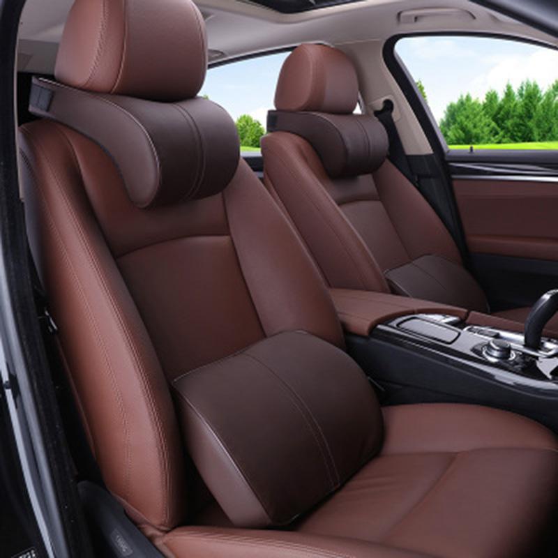 

Seat Cushions Universal Car Neck Pillows PVC Leather Breathable Mesh Auto Rest Headrest Cushion Pillow Interior Accessories