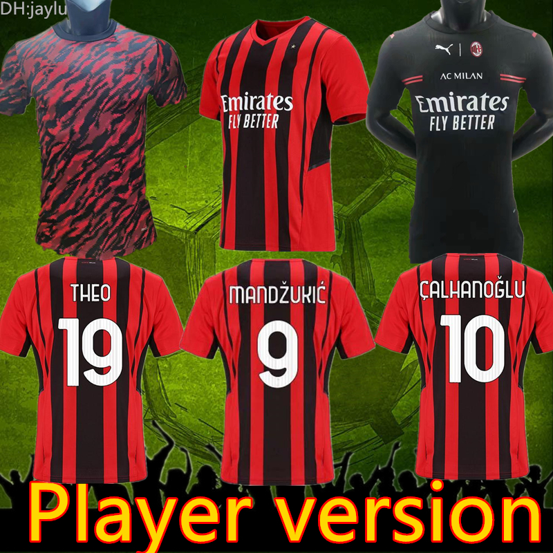 

2021/22 Player Version AC Soccer milan BALR jerseys 21 IBRAHIMOVIC M.MAIGNAN TONALI Mandzukic Kessie Men football Training shirts, Black;yellow