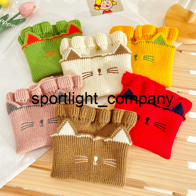 

2021 Winter Children Cute Knitting Cotton Bibs Scarf Boy Girls Soft Outdoor Pullover Scarf Baby Windproof Earmuffs Warm Kids, Brown