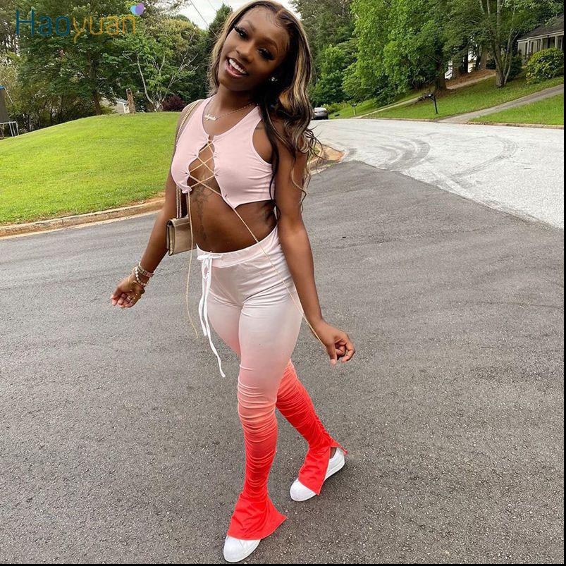 

womens tracksuits two piece set women summer clothes metal chain crop stacked leggings pants matching sets club birthday, Gray