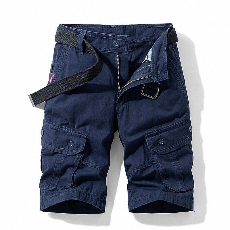 Men's Shorts Cargo Shorts Shorts Pants Solid Colored Mid Waist ArmyGreen Blue Black Gray Khaki 30 32 34 36 38 K9p5#