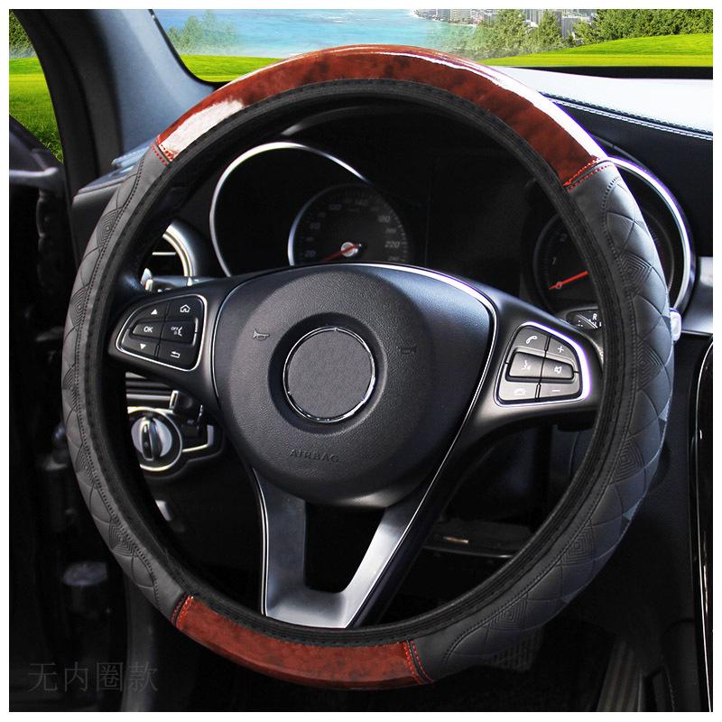 

Steering Wheel Covers Car Cover Auto Steering-Wheel Peach Wood Grain Leather Embossing Suitable Accessories
