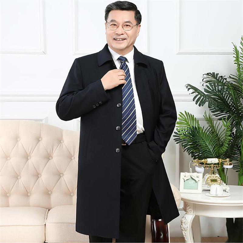 

Spring Autumn Mens Trench Coats Man Middle Aged Long Men Single-breasted Clothes Lapels Overcoat Gabardina Hombre Black Grey Men's, 997 black