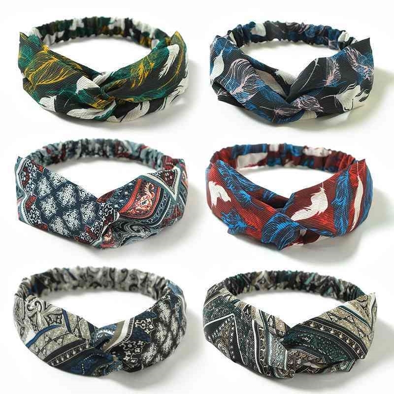 

elastic Wind cross feather hair band women's headdress