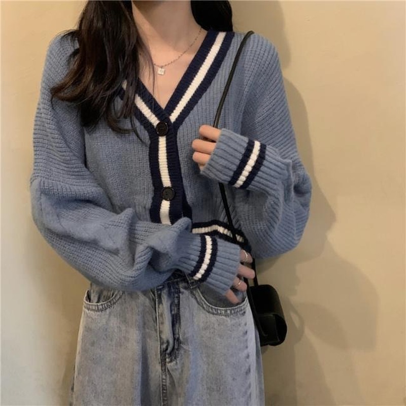 

women's sweaters female cardians patchwork neck v mesh style korean ulzzang simple teenagers combination leisure trend chic 2qwq, White;black
