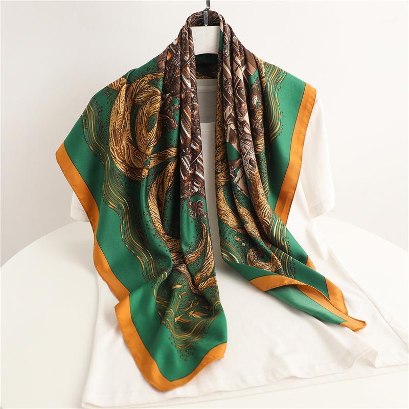 

Scarves Summer Twill Square Scarf For Women Hair Wrap Female Shawl Neckerchief Headscarf Design Headband Foulard Hijab Bandana 2021, Blue;gray