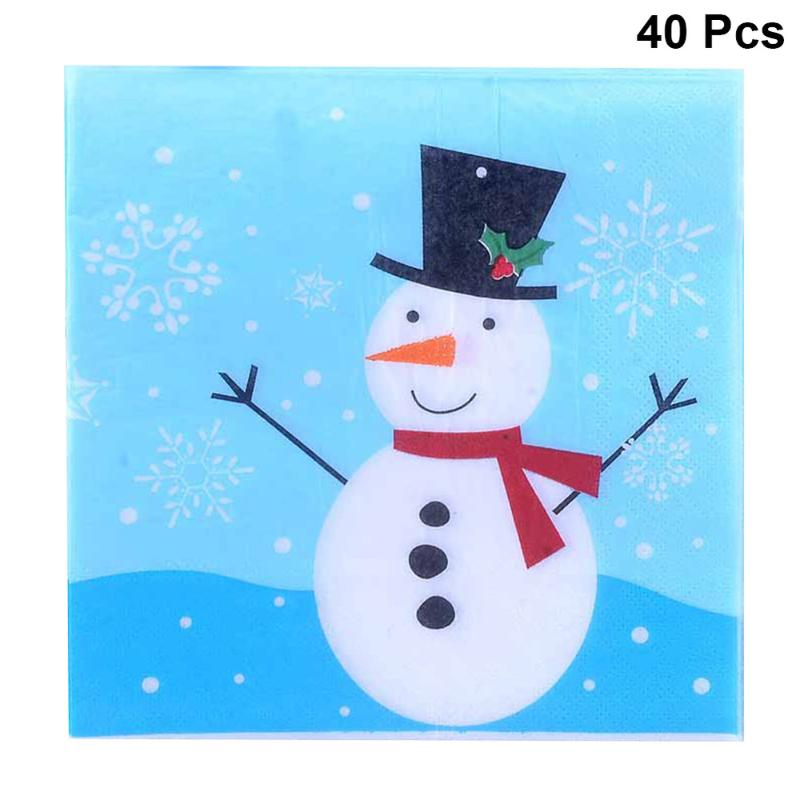 

40pcs Christmas Snowman Printed Napkins Decorative Tissue Dinner Paper Towel Party Supplies Kitchen