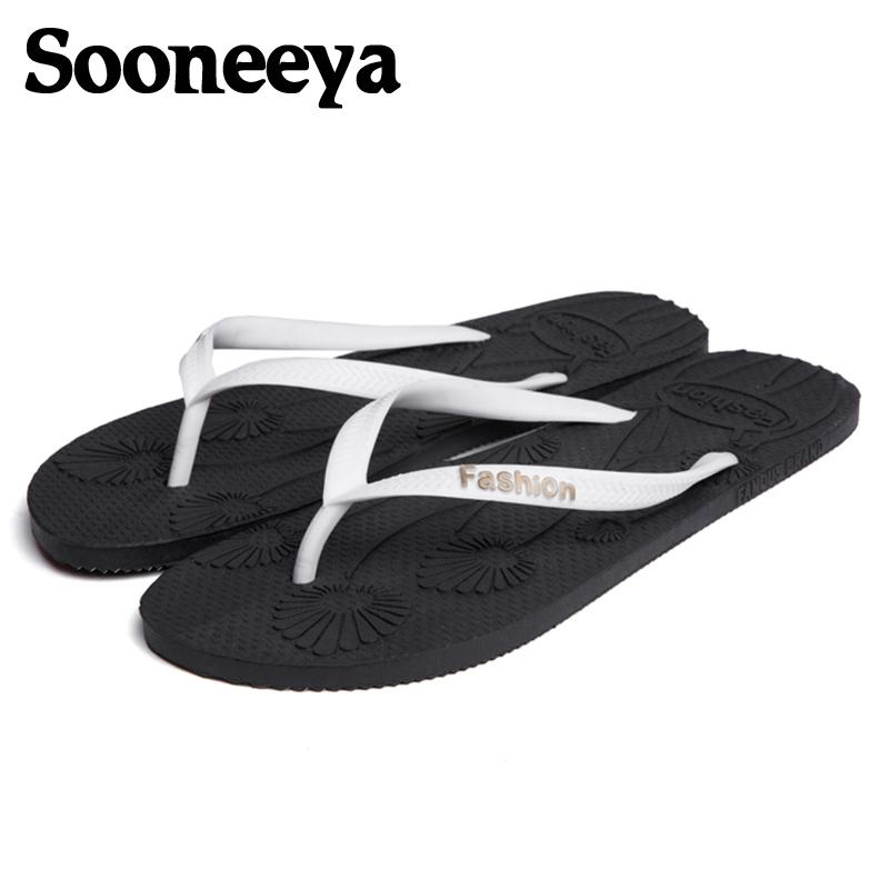 

Slippers Sooneeya Summer Flower Printed Women Bohemia Beach Shoes Woman Solid Flip Flops Outdoor Slides Floral, Black