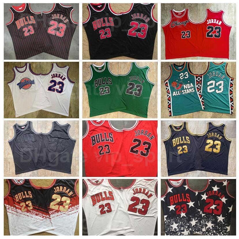 

Retro Authentic Michael Mitchell&Ness Vintage Jersey 23 Basketball Stripe Black Red White Green Team Color Breathable For Sport Fans Pure bI