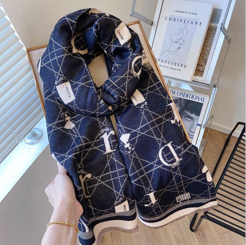 

2021 Korean version of cashmere letter scarf spring, summer, autumn and winter, warm lines, long shawl accessories, female high-quality fast delivery