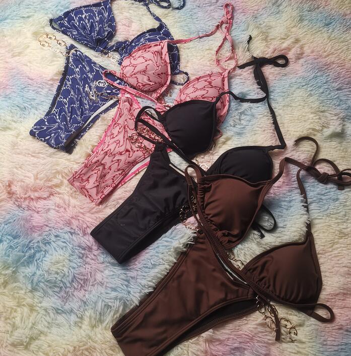 

4Color Designer G Women Sexy Bikini Swimsuits Set Multicolors Summer Time Beach Bathing suits Ladies Swimwear Drawstring Letters, White;black