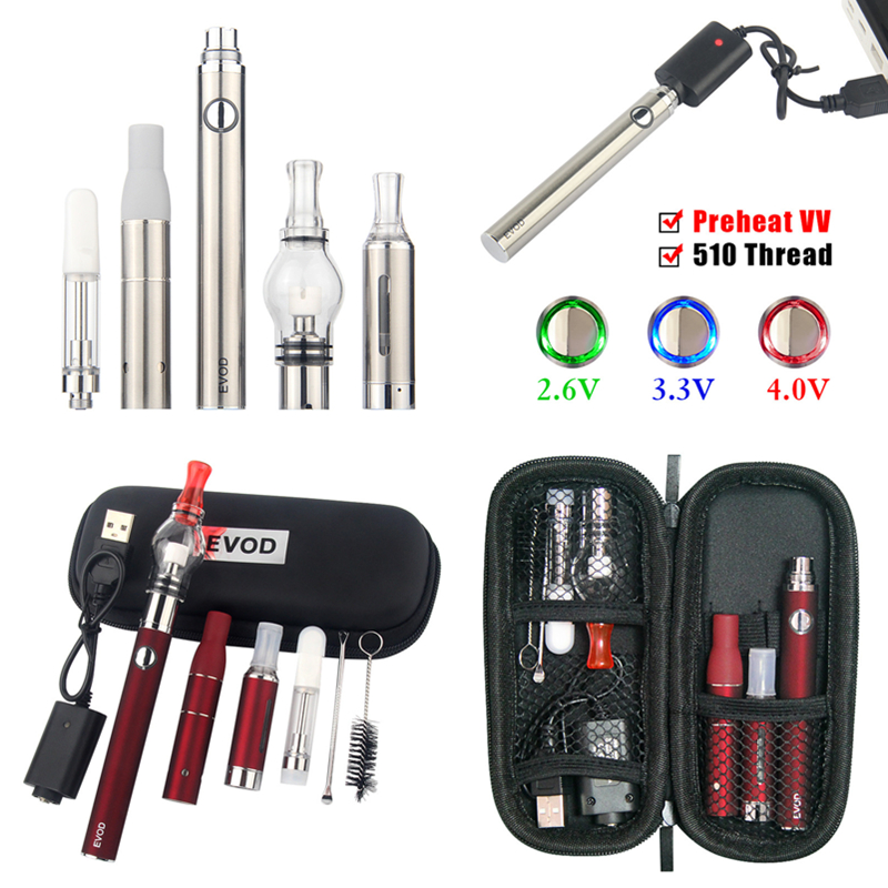 

MOQ 5Pcs eVod VV 4 in 1 vaporizer Thick Oil kit Variable Voltage Preheat Battery 510 vape cartridges dry herb dab pens wax pen vapes, Purple