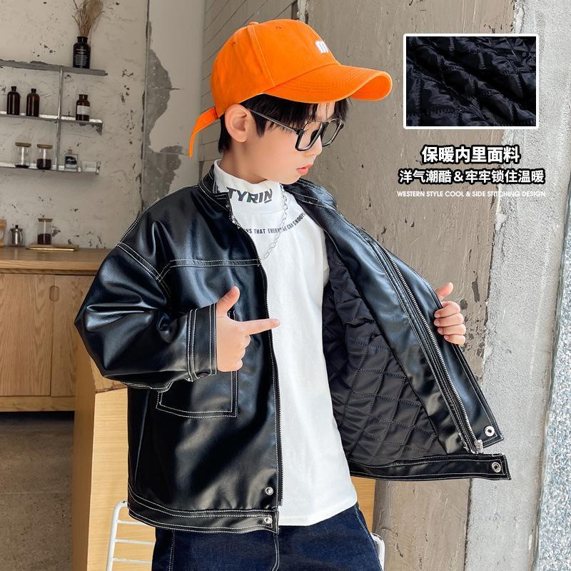 

Jackets Boys' Autumn And Winter PU Leather Boys, Blue;gray