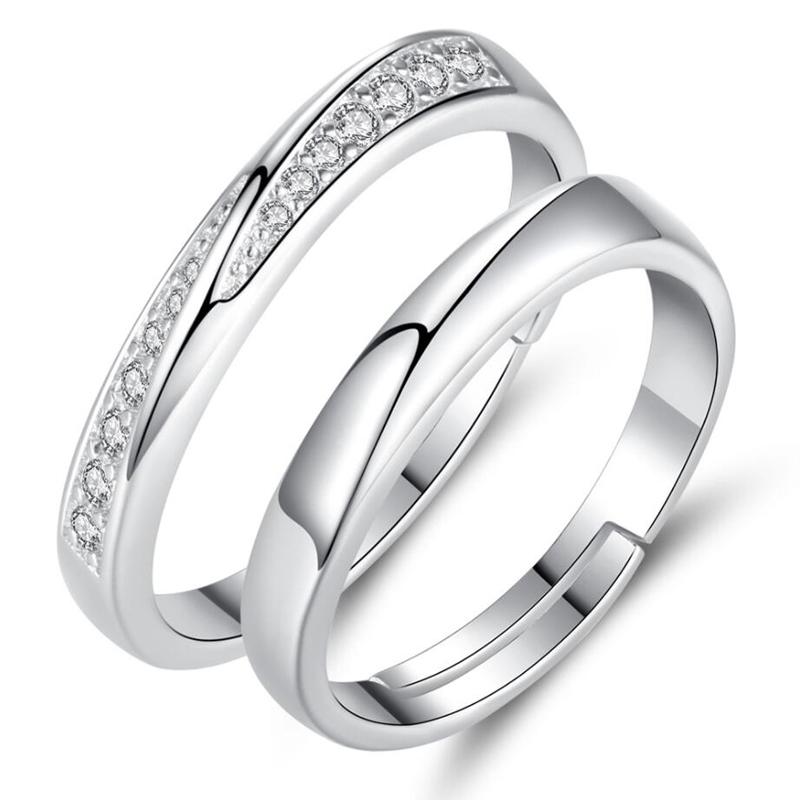 

Wedding Rings KOFSAC Arrival S925 Silver Lover Couple Ring Sets For Women Men Zircon Geometric Adjustable Paired Party Gifts