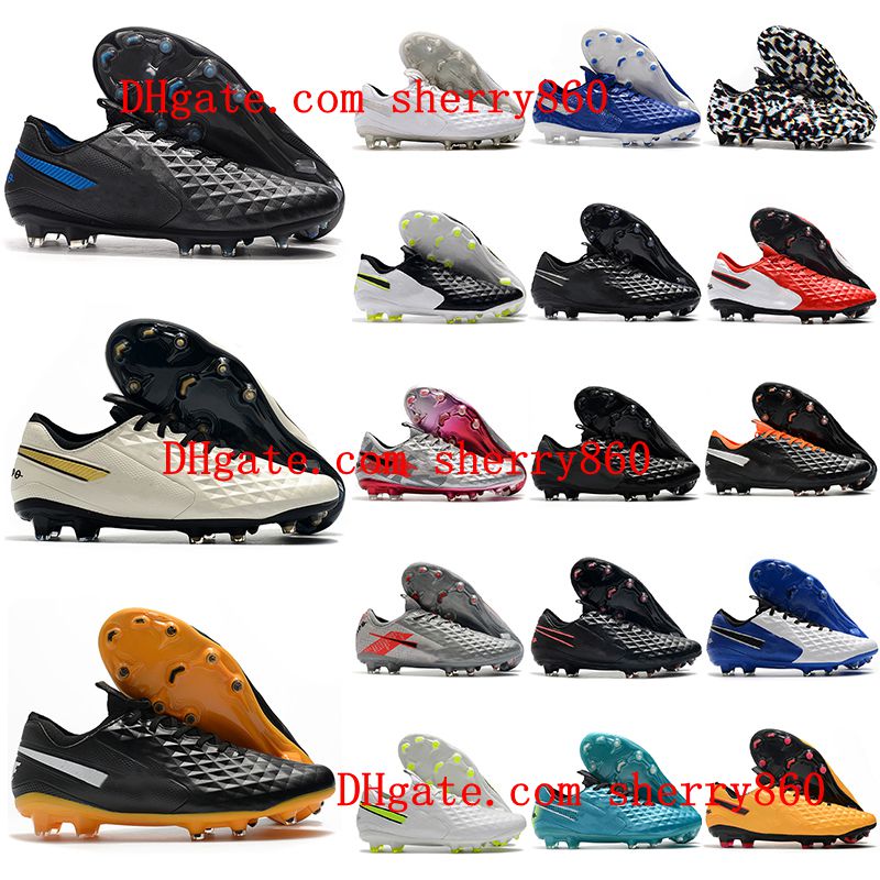 

2021 soccer shoes quality mens Tiempo Legend VIII 8 Elite FG Low Cleats Outdoor Trainers Spikes Leather Football bootsGreen Yellow White Black Gray Red Blue, As picture 14