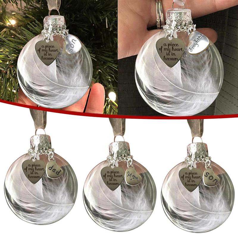 

Party Decoration 13Styles Clear Feather Ball Pendant Family Memorial Ornament Christmas Tree Hanging Decor Gift My Heart Is In Heaven