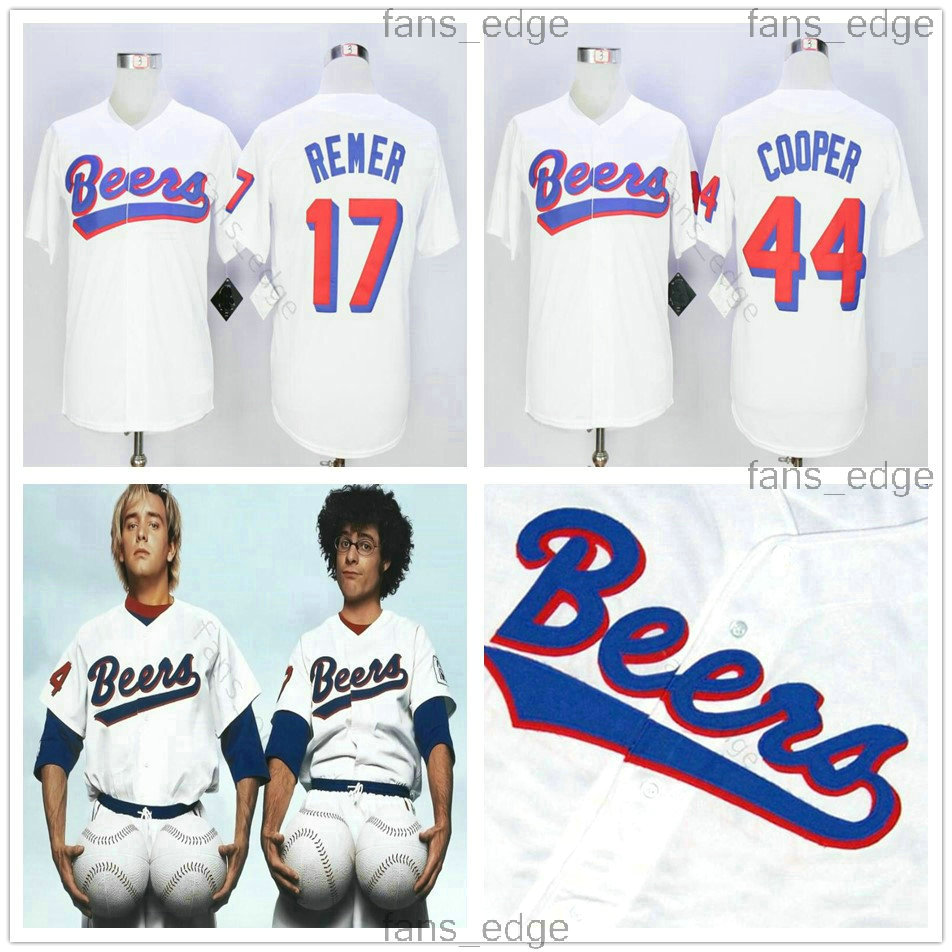

Stitched Hot The BASEketball Beers Movie #17 Doug Remer #44 Joe COOP Cooper BASEketball White Button Baseball Jerseys 999921, Youth only s-xl