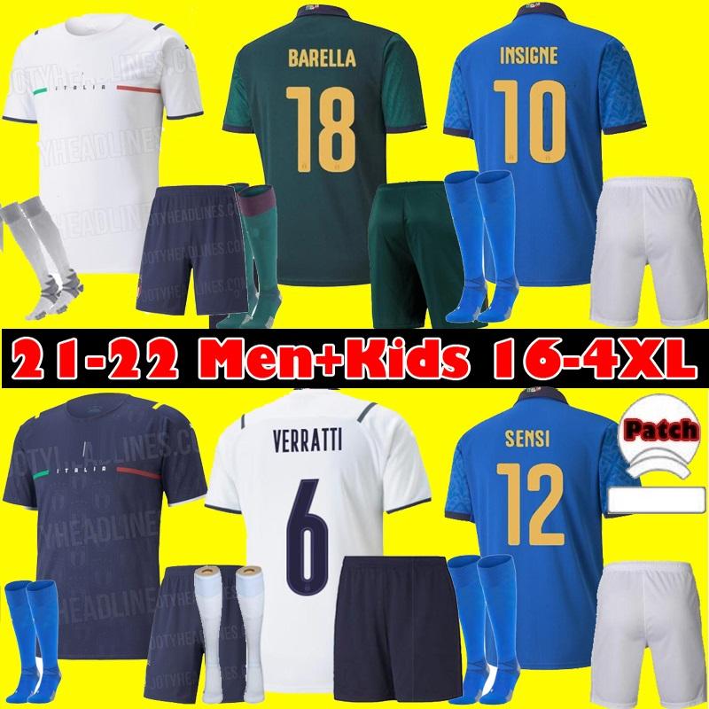 

italia soccer jersey kit 2021 home away third maglie da calcio Verratti Jorginho Romagnoli Immobile Bonucci Men+kids football shirts, 2021 away kit