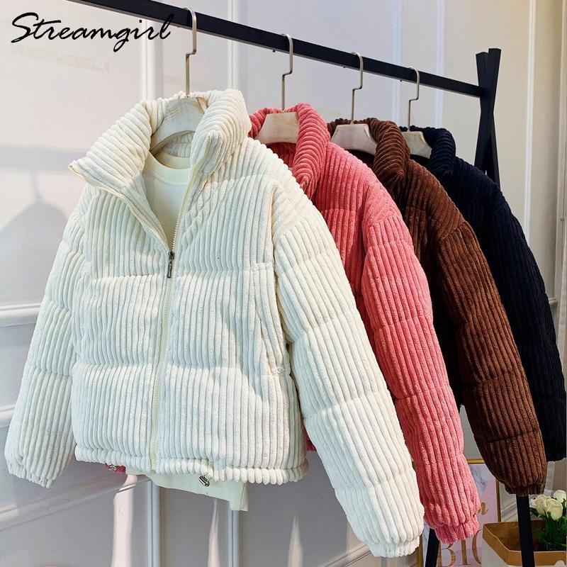 

Women's Down & Parkas Woman Winter Corduroy Puffer Coats And Jackets Femme Coat Jacket Thick For Basic KXYS, Black