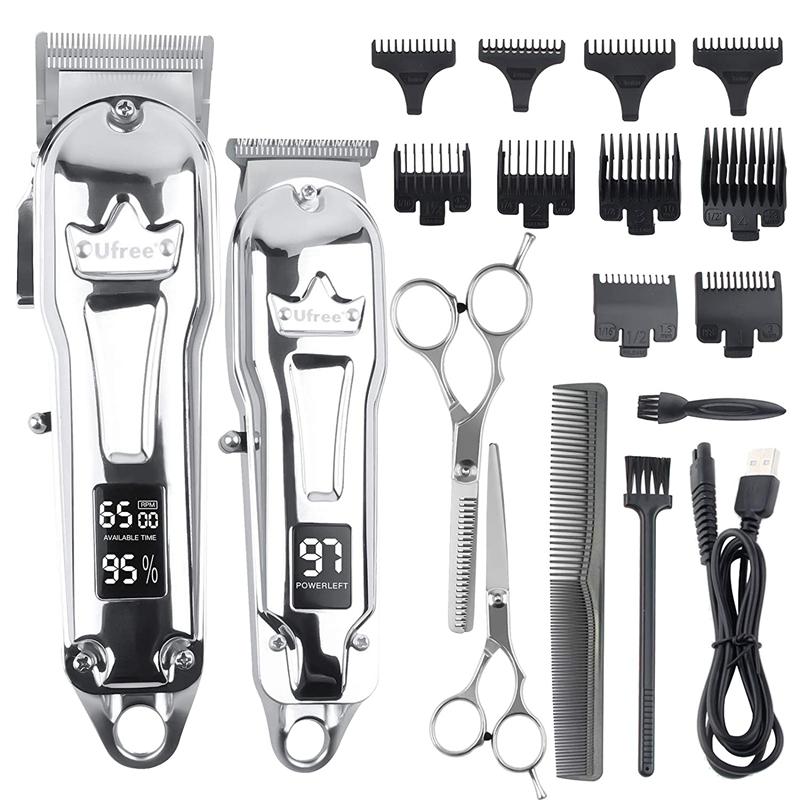 

Hair Clippers Ufree 2Pcs LED Display Barber Trimmer Set Cordless Professional Barbers & T Blade