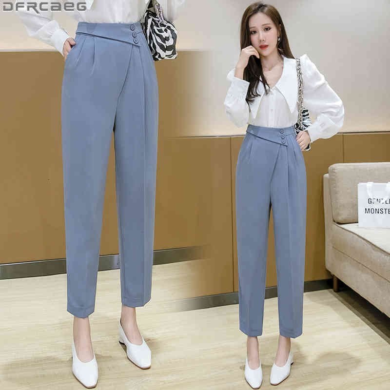 

Skirts Fashion Korean Streetwear Harem Trousers Women Autumn Loose High Waisted Ladies Pants Baggy Solid Blue Black Beige HABC