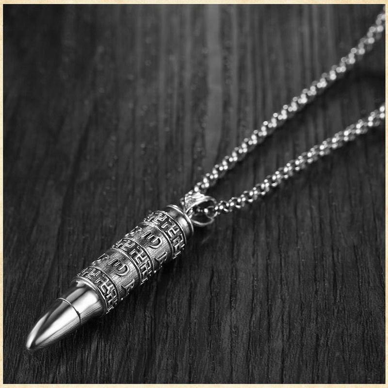 

Pendant Necklaces Tibetan Silver Personality Buddhist Mantra Amulet Necklace