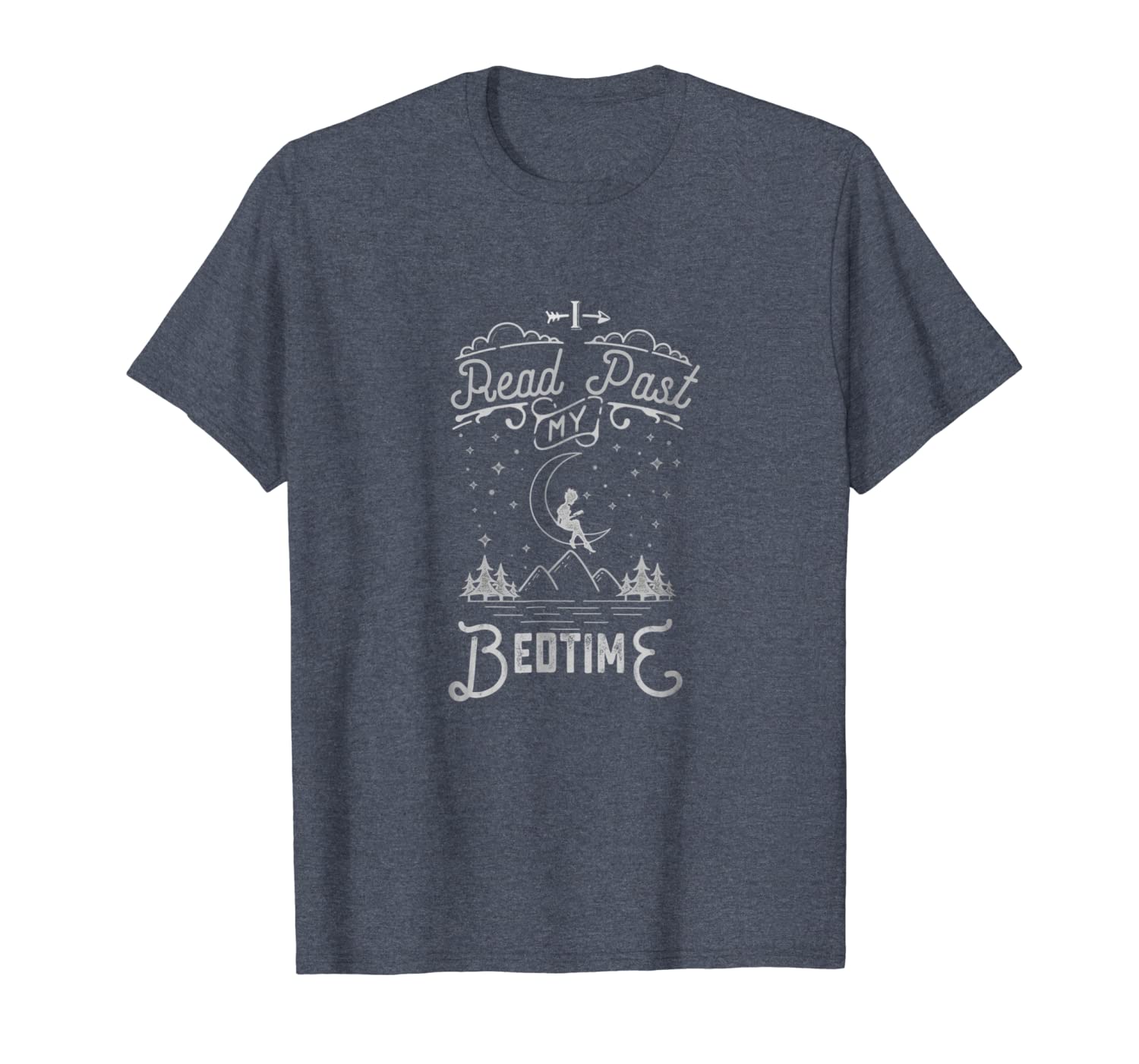 

i read past my bedtime book lovers reading t-shirt, White;black
