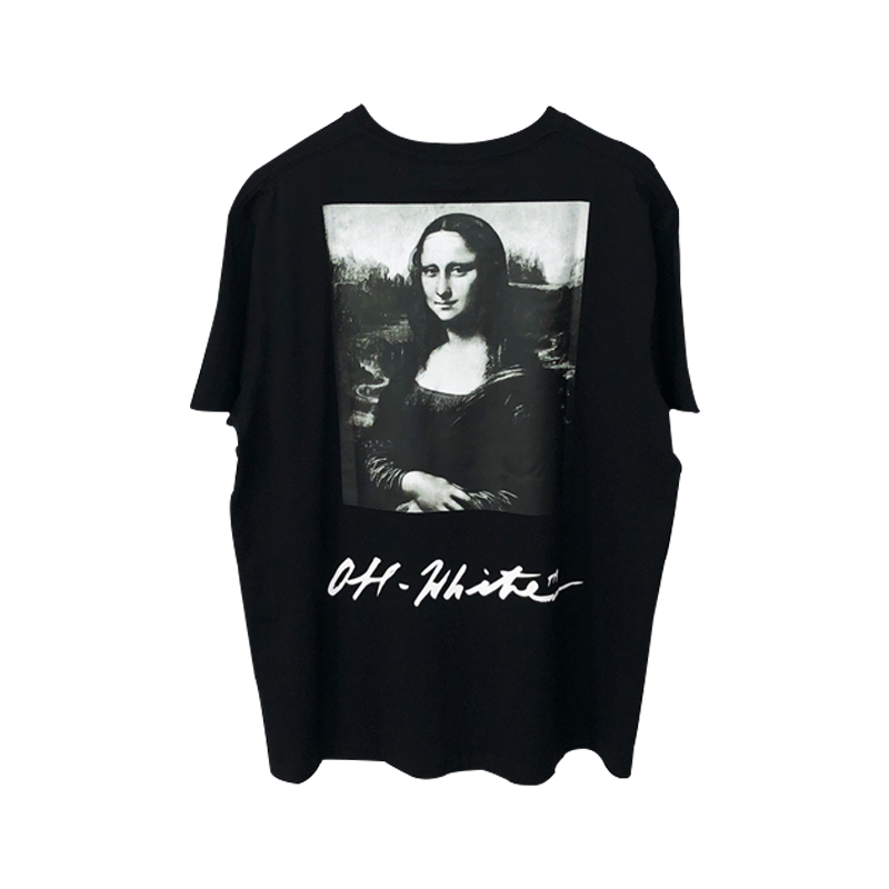 

2021 mens t shirt off arrow loose half sleeve Mona Li spring and summer pure cotton thin T-shirt short white Men s Clothing, White;black