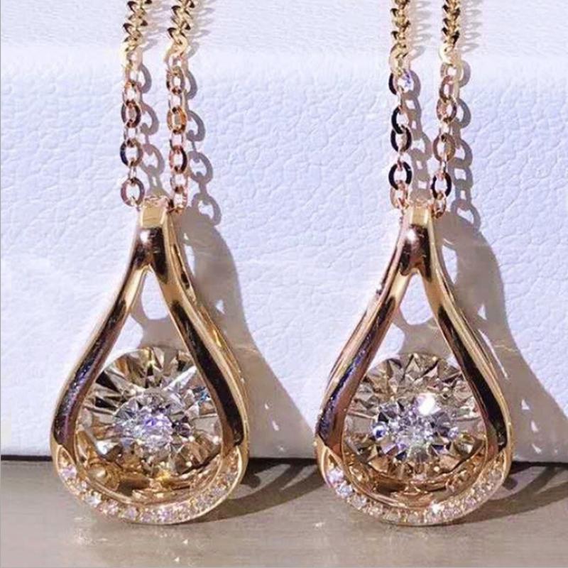 

Pendant Necklaces 2021 Trendy Gold Color Water Drop Shaped Luxury For Women Wedding Engagement Accessories C2700