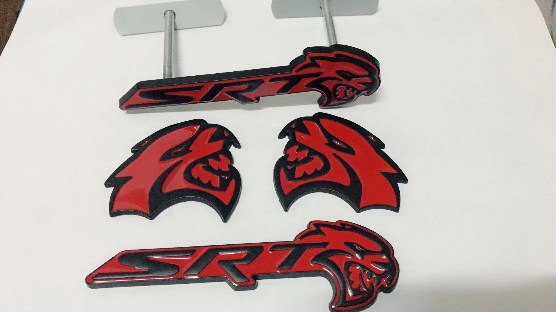 

4PCS Red black HELLCAT-Emblem-Badge-Sticker-Decal-Metal-Fits-for-Challenger