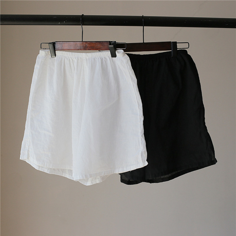 

Johnature Casual Simple Women Shorts Summer Solid Color Elastic Waist Loose Comfortable Wide Leg Shorts 210521, Black