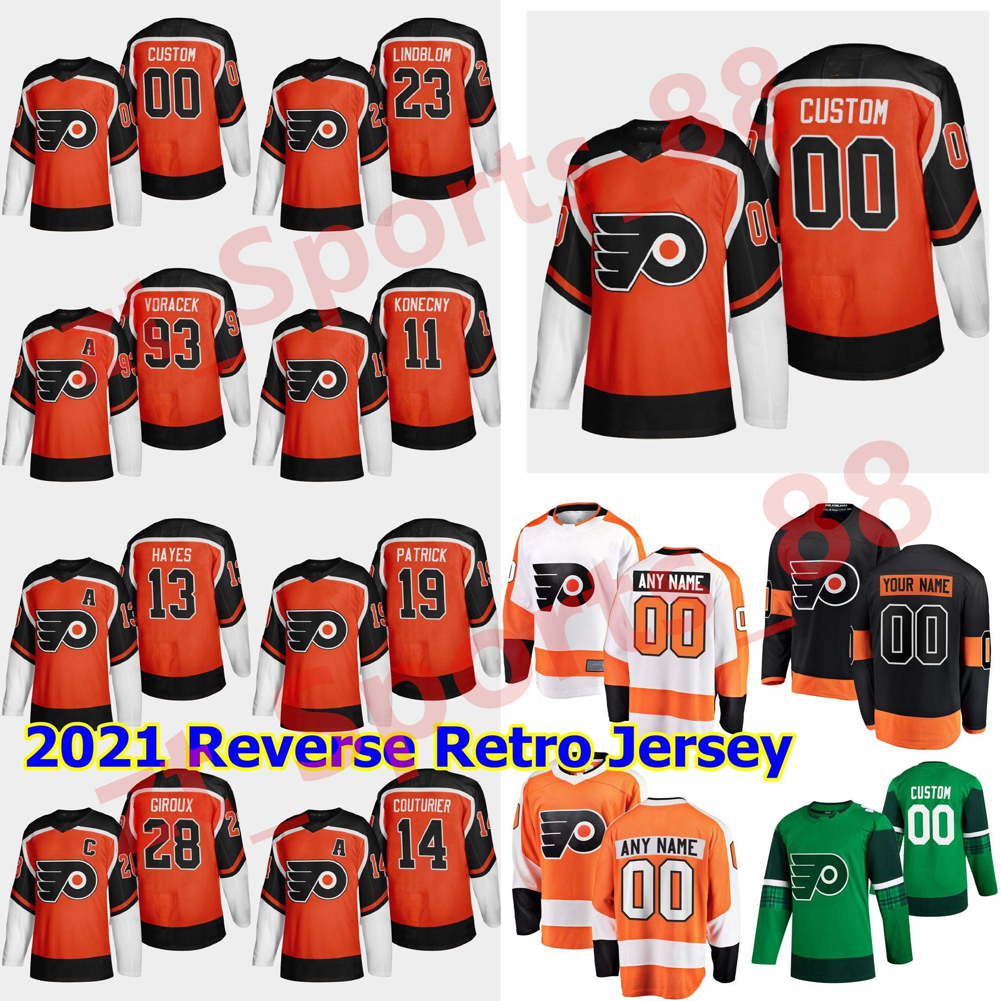

2021 Reverse Retro Philadelphia Flyers Hockey 82 Connor Bunnaman Justin Braun Samuel Morin Nate Thompson LIL PEEP Custom Stitched, As shown in illustration