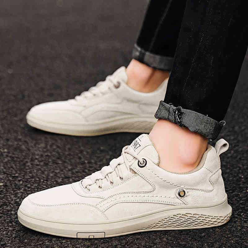 

dress shoes men fashion cow suede leather breathable autumn flats lace up comfortable casual men outdoor sneakers s5a, Black
