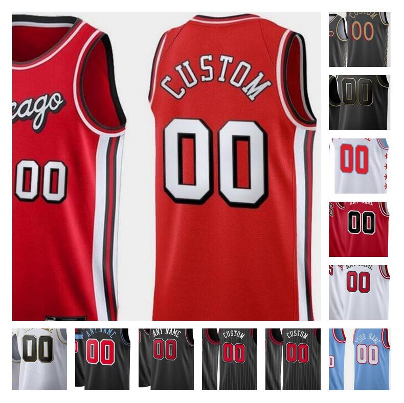 

Custom Printed Nikola 9 Vucevic Zach 8 LaVine Lauri Markkanen 0 Coby White Demar DeRozan 10 2 Lonzo Ball Alex 4 Caruso Men Woman Youth Kids Basketball Jerseys, Black