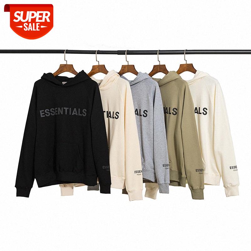 

EENTIALS Double Line Front Letter Loose Sweatshirt Hoodie #T737, Black