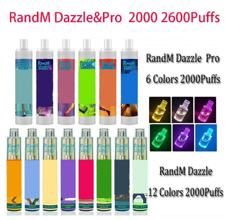 

100%Original RandM Dazzle Pro cigarettes Disposable Device Kit 6ml Pods 2000 2600Puffs 1100mAh Battery Vape Pen VS Puff bars Bang XXL