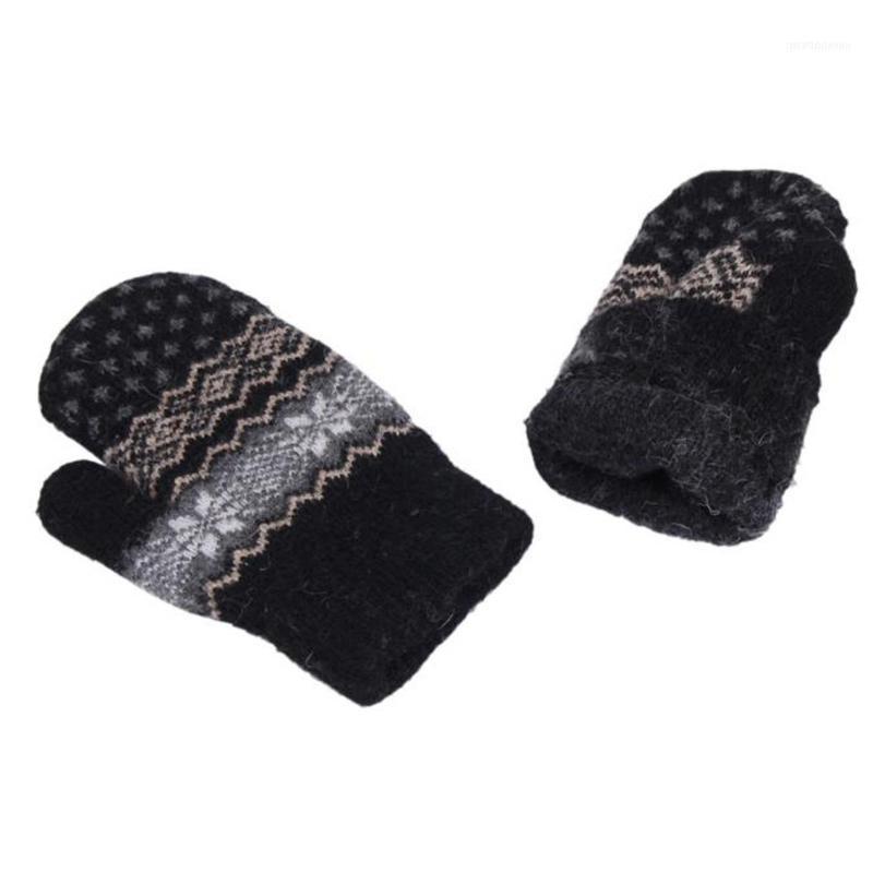 

Winter Warm Knitted Gloves Christmas Jacquard Mittens Women Snowflake Gloves1