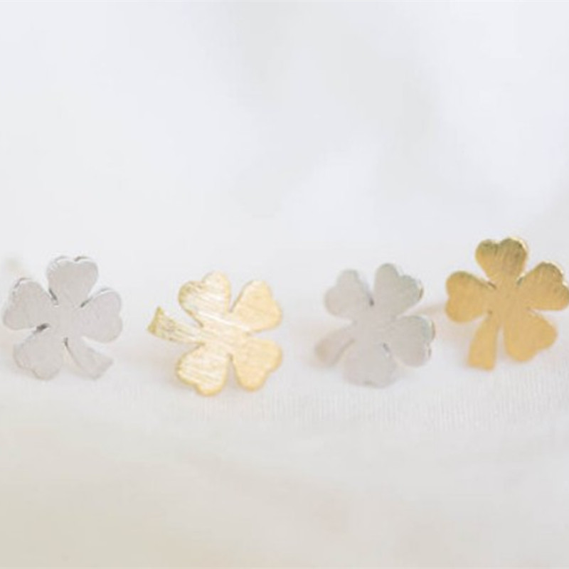 

Fashion clover stud earrings 18 k gold plated women's Lucky grass earrings wholesale