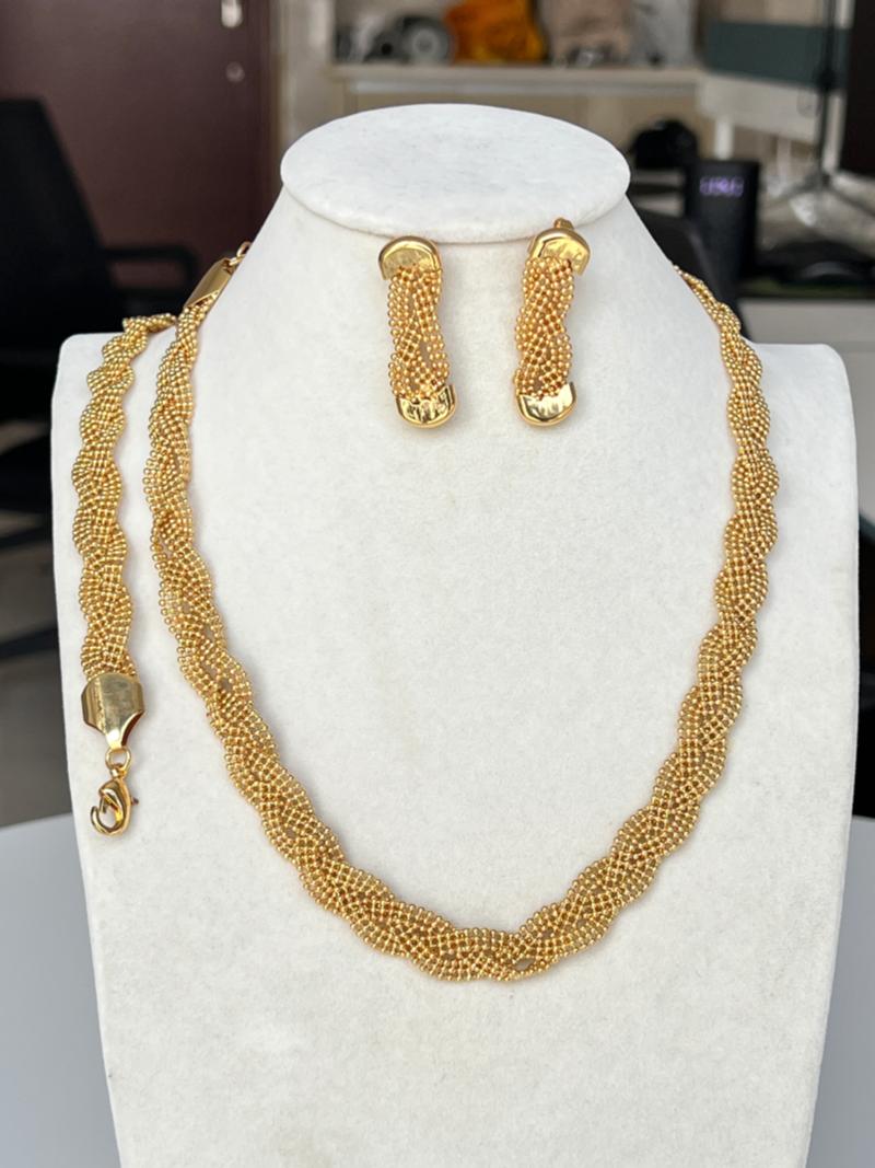 

Earrings & Necklace Design Set Trend African Jewelry Sets For Women And Earing Bracelet Dubai Gold Color Wedding Party Bridal, Silver