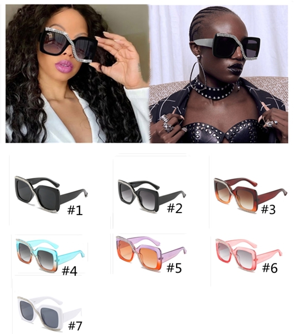 

Square Rhinestone Sunglasses Women 2021 Luxury Vintage Oversized Sunglasses Unique One Piece Diamond Glasses Shades gafas de sol