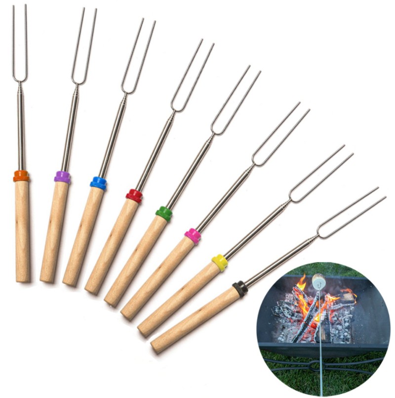 

Stainless Steel BBQ Marshmallow Roasting Sticks BBQ Accessories Extending Roaster Telescoping cooking, As picture