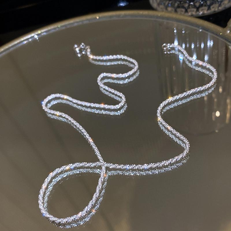 

Chains 925 Silver Sparkly Clavicle Chain Necklace Women Bling Necklaces Gift For Love Girlfriend Fashion Jewelry