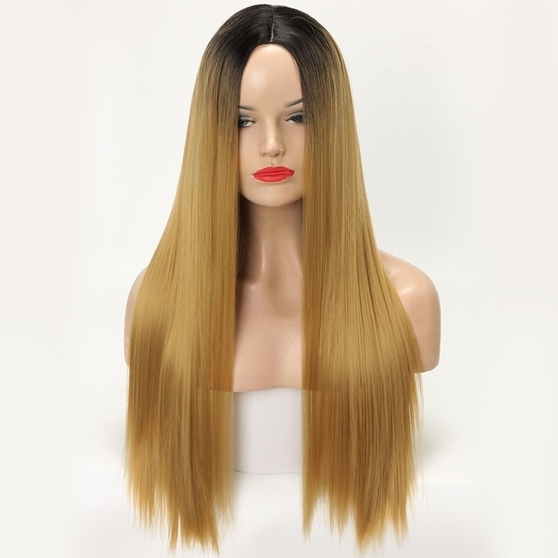 

long straight hair medium female high temperature silk gradually changing fiber head cover