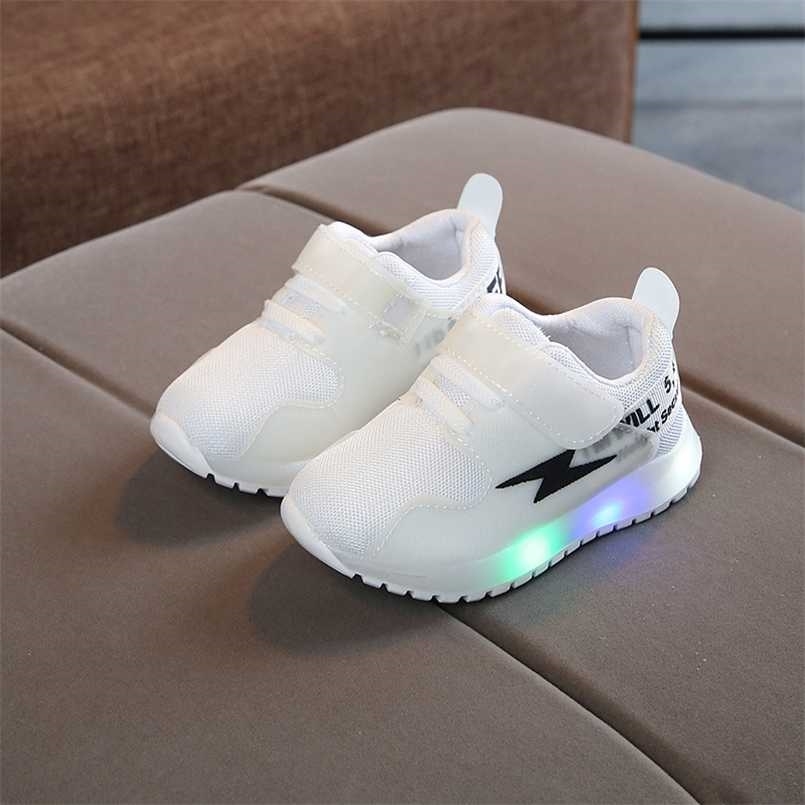 

Children's Sneakers LED Light Kids Casual Shoes Boys Baby Toddler Glowing With Girls Sports 1 2 3 4 5 Years 211022, Pink