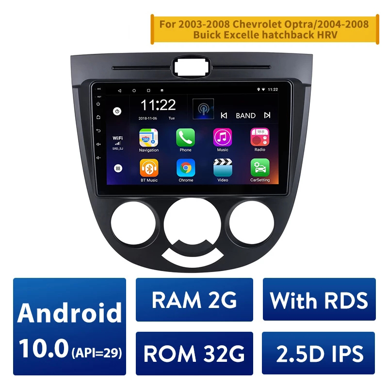 

Car dvd Radio Stereo GPS Navigation Head Unit For 2003-2008 Chevrolet Optra/2004-2008 Buick Excelle 2 DIN 9"Android 10.0